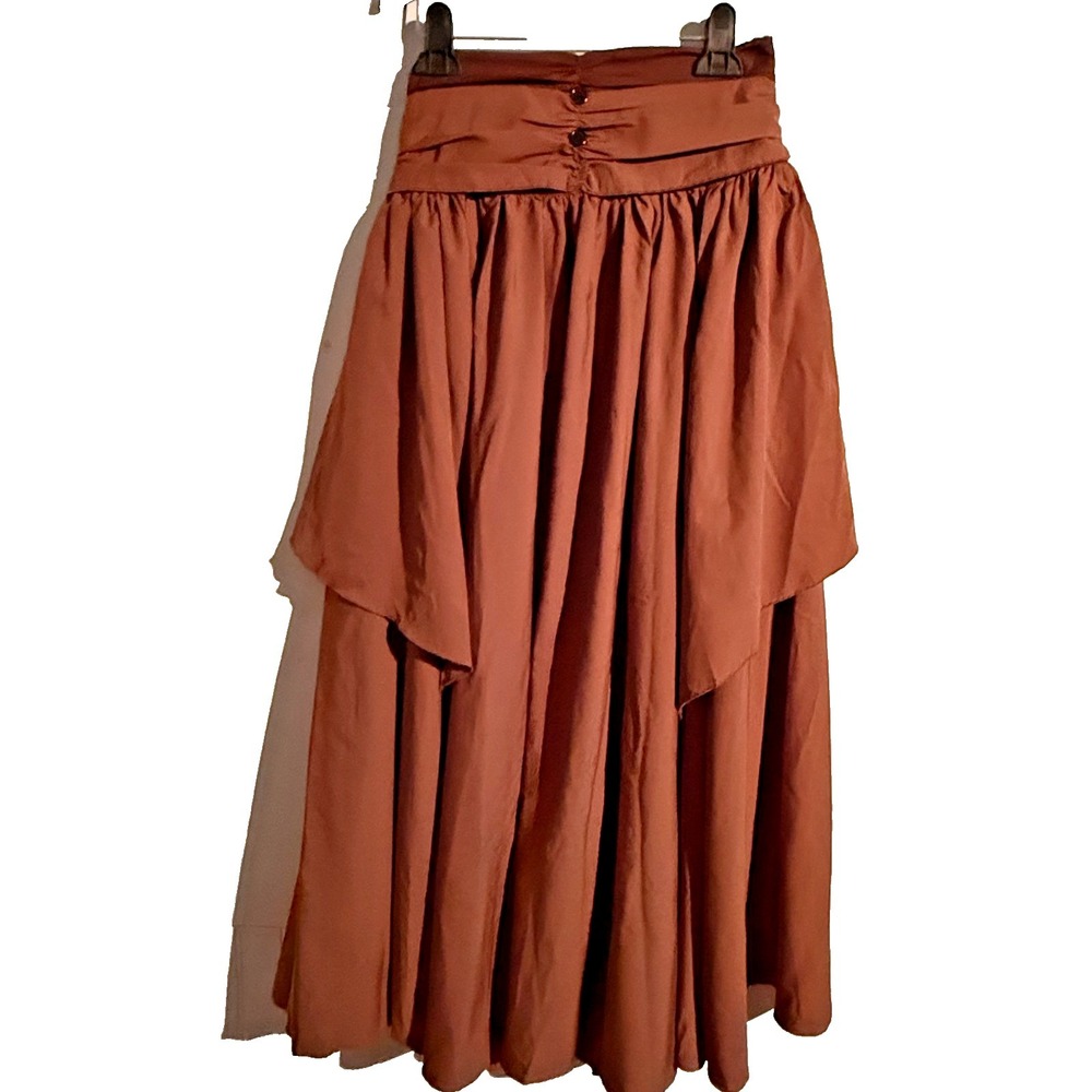 Maxi Swing Skirt Large Dual Layer Ruffle Asymmetric Victorian Renaissance Boho